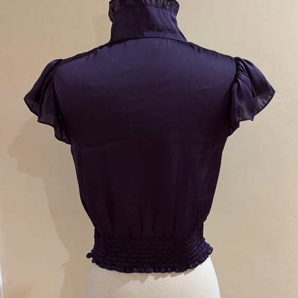 Moon Collection Deep Purple Ruffled Button-Front Blouse - Picture 5 of 7